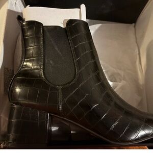 Lane Bryant Black Croc-Embossed Ankle Boots women’s 11 wide width